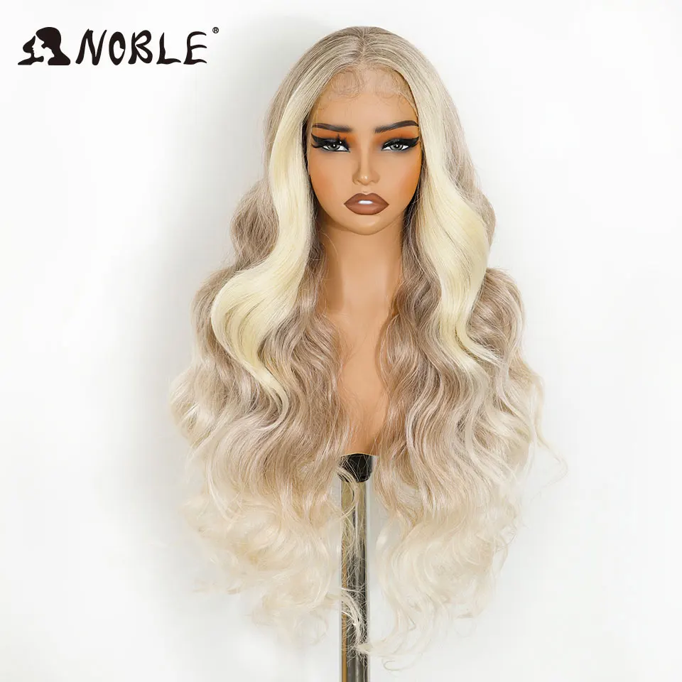 Noble HD Transparent 13X4 Lace Body Wave Ombre Blonde Highlight Wigs 30 Inch Baby Hair Lace Frontal Wig Wave Lace Wig For Women