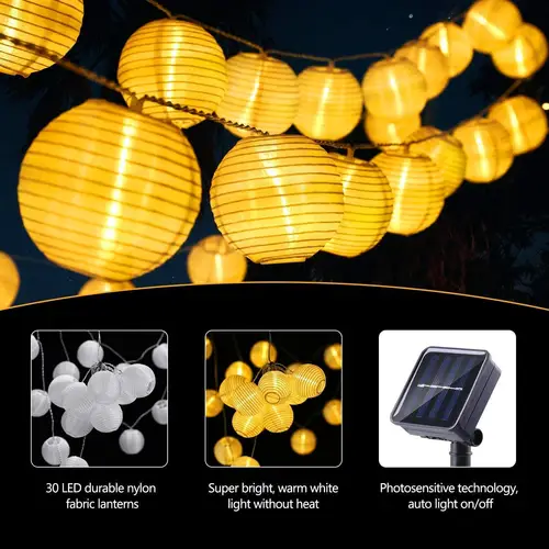 Solar Lantern String Lights Waterproof Outdoor LED Garland Fairy Light Patio Garden Decoration Light for Christmas Wedding Party - Image 2