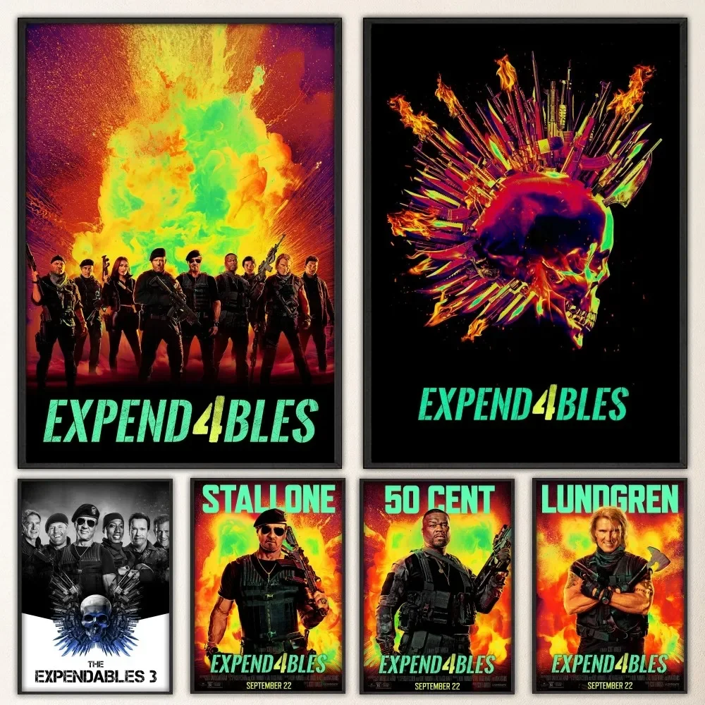 The E-Expendables-4 Poster Vintage Poster Prints Art Home Painting Bagno Cucina Bar Accessori Wall Sticker Large Size