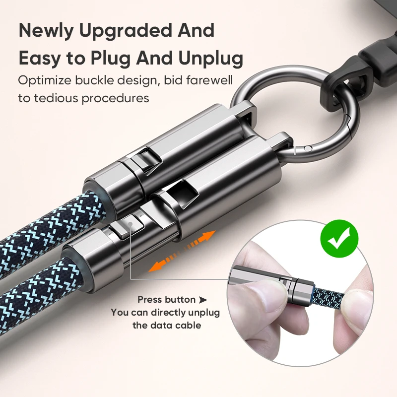 USB C to USB C 케이블 휴대용 키체인, 240W 폰 손목 끈 고속 충전 케이블 아이폰 17/16, 삼성 갤럭시 S25/S24용