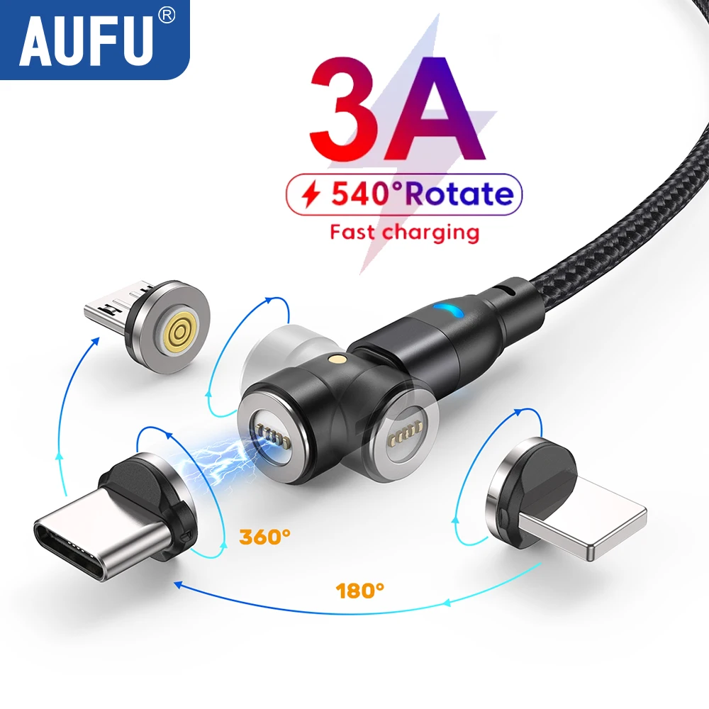 Enhanced Magnetic Fast Charging Cable 3A – Rotatable USB Type C Data Cord