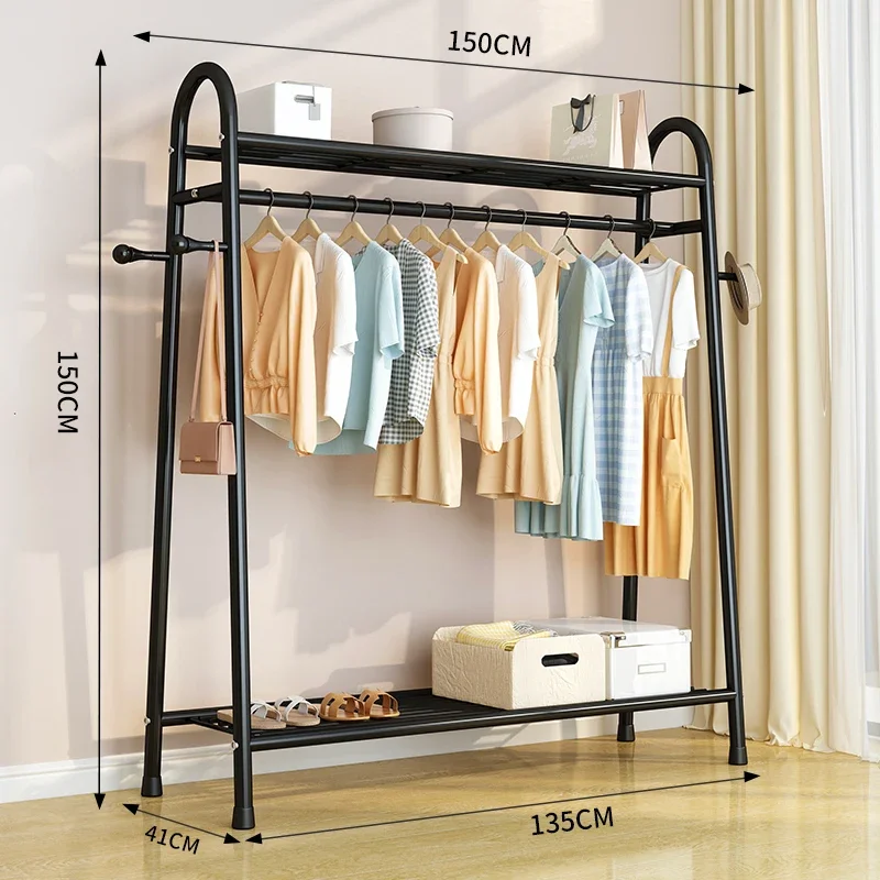 Long Space Saver Rack Metal Hook Design Entryway Modern Fashion Clothes Rack Shoe Foldable Bedroom Porte Manteau Room Furniture clothes rack shoe and hat racks