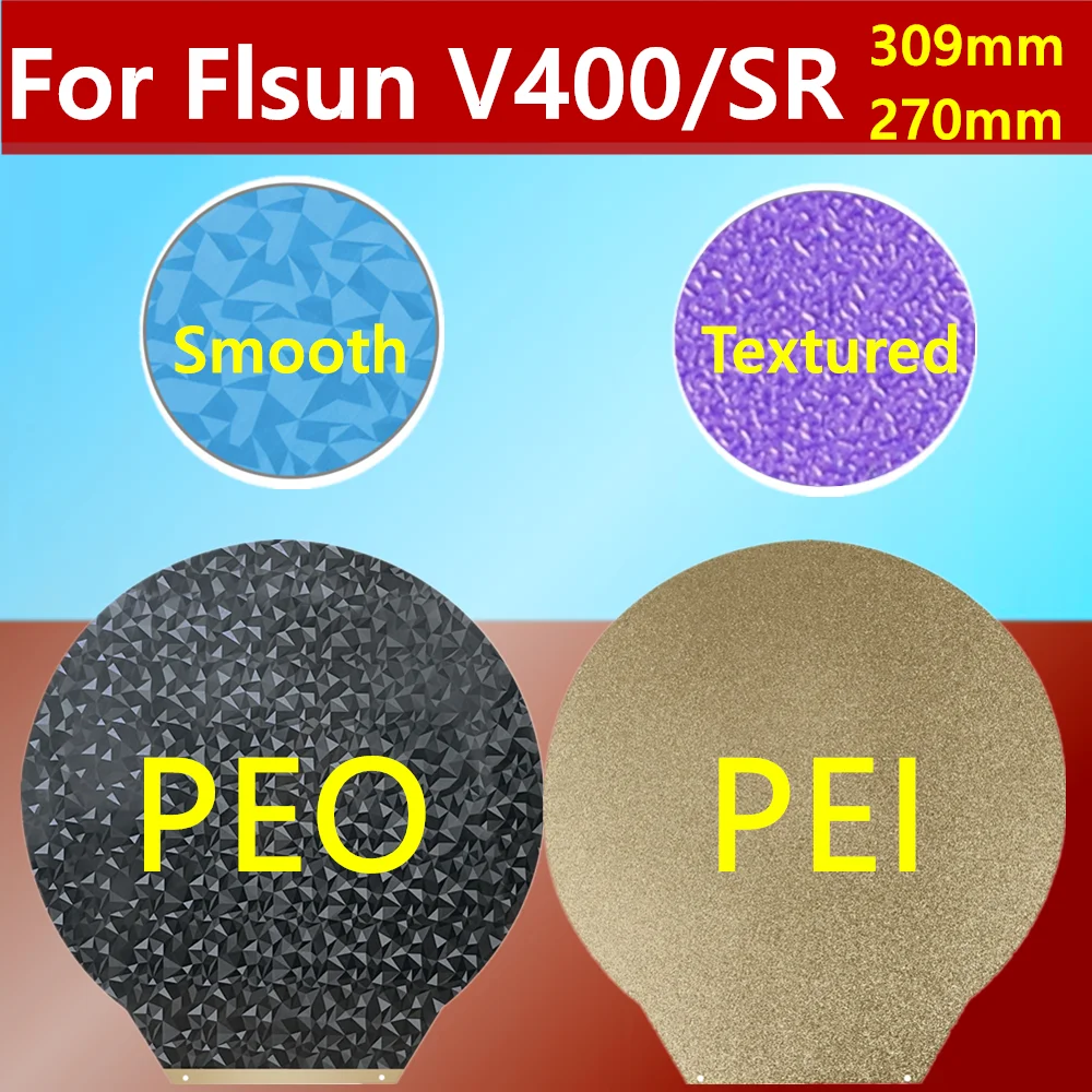 Upgrade Dia 270/309Mm Round Pei Peo Sheet Per Flsun Super Racer V400 Base Magnetica Lamiera Di Acciaio Per Molle Per Flsun V400 3D Bed Part