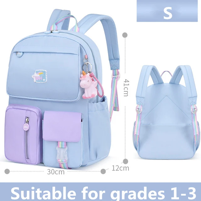Korean fashion rainbow shoulder bag Children waterproof backpacks strap school bags for teenagers girls kids schoolbags mochilas