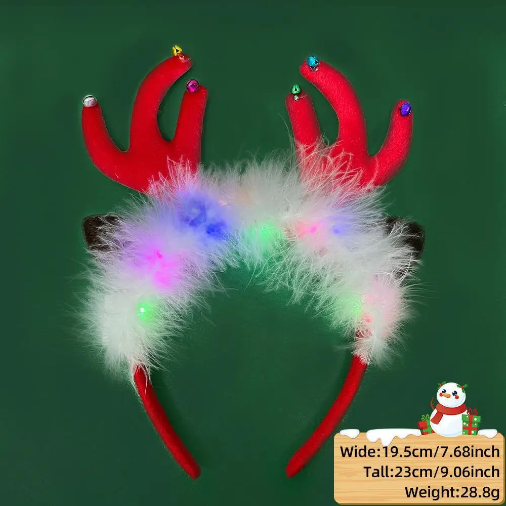 Description Picture 2 of item2025 Led Christmas Antler Headband Reindeer Light Up Headband Hair Hoop Children Party Costume Decoration