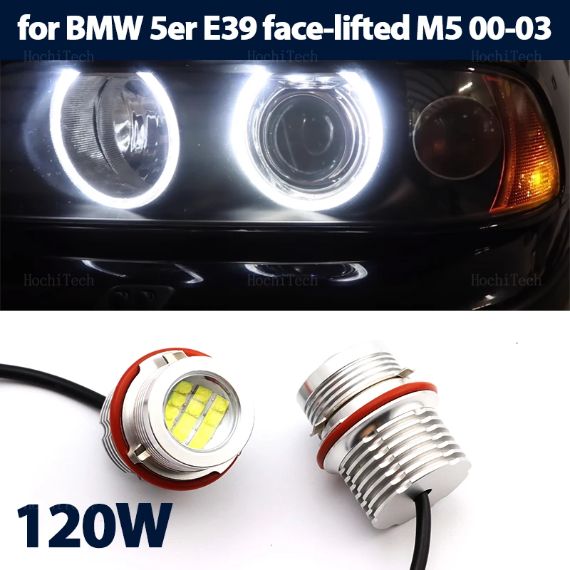 

Автомобильная лампа Angel Eye DRL, лампочка белого цвета для BMW 5 серии E39 M5, приподнятая к лицу 520i 523i 525i 528 530i 535i 00-03, суперъяркая, 120 Вт