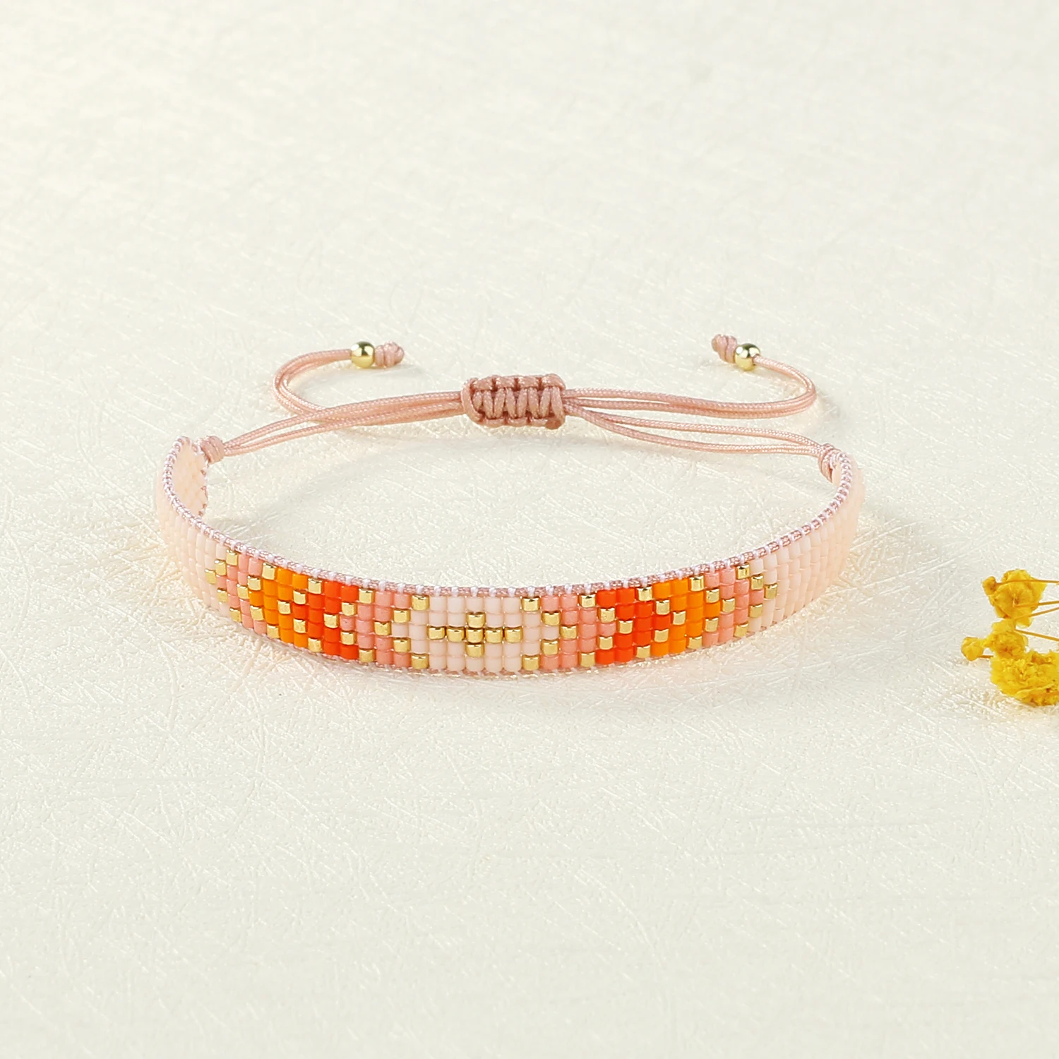 Bracciale chic Miyuki perline e fili d'oro in acciaio inossidabile lucido