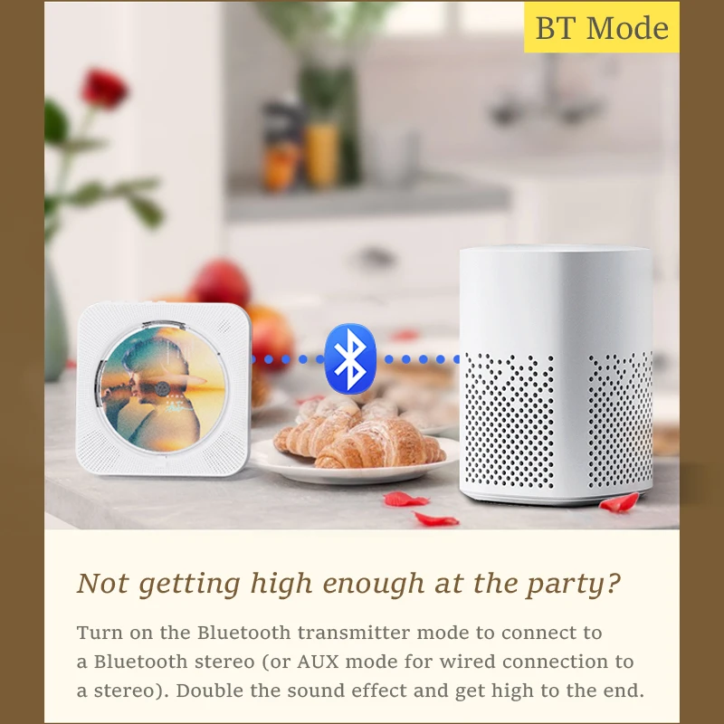 Woopker CD Player Portable KC-718 Hifi Bluetooth Dual Speakers FM Radio Headphone Mode USB Stereo CD Device With Remote Control
