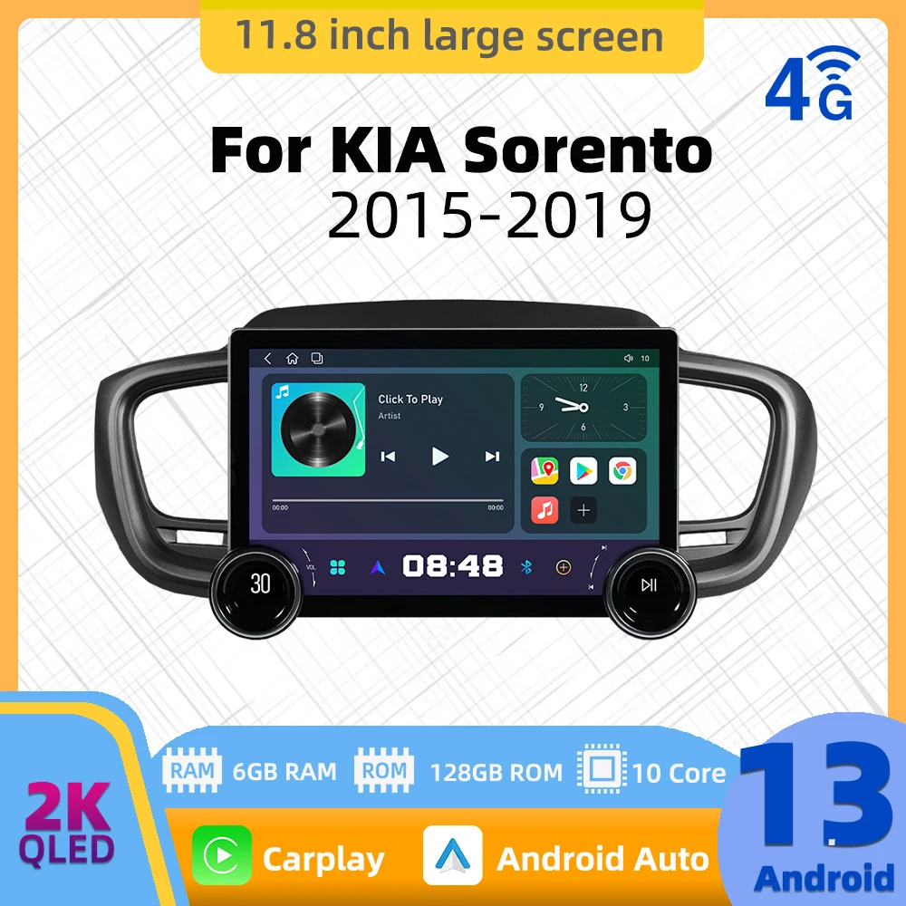 

11.8 Inch Multimedia For KIA Sorento 2015-2019 Car Radio 2 Din Android Stereo Carplay Autoradio Head Unit Car Navigation Player