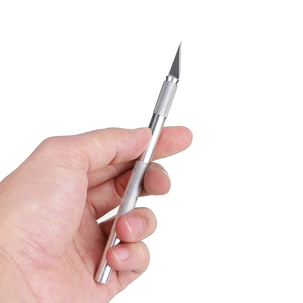 Description Picture 4 of itemNon-Slip Metal Scalpel Knife Tools Kit Cutter Engraving Craft Knives + 5pcs Blades Mobile Phone PCB DIY Repair Hand Tools