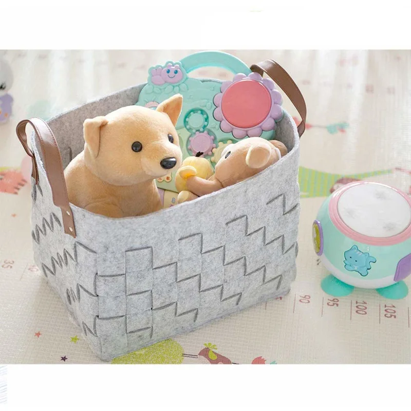 

Felt Fabric Storage Baskets Bins,Storage Box Cubes Organizers Containers with Handles Foldable Handmade For Toys,Towels,Clothes