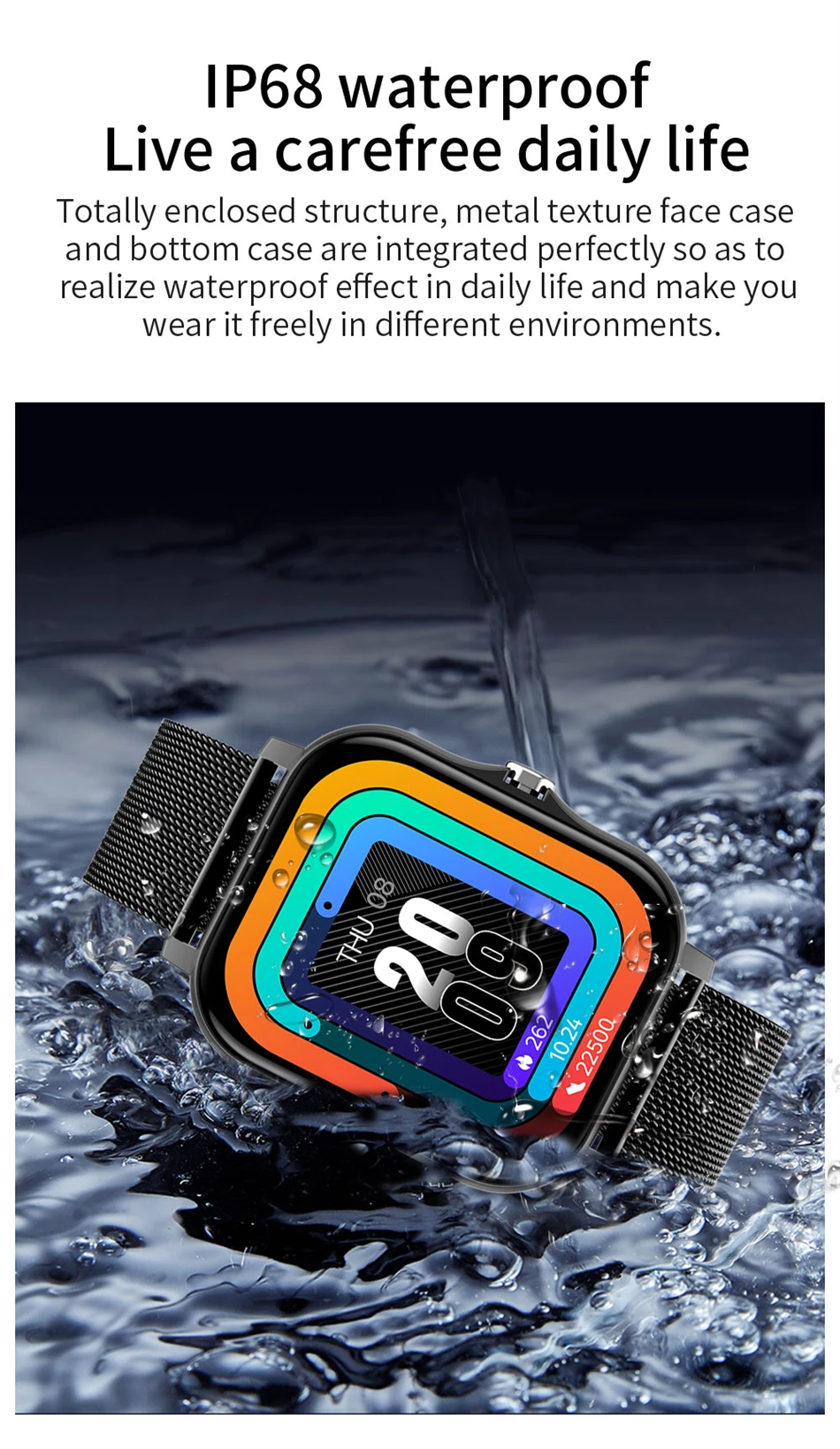 2022 New Smart Watch Men Full Touch Screen Sport Fitness Watch IP67 Waterproof Bluetooth call For Android ios smartwatch Men+Box