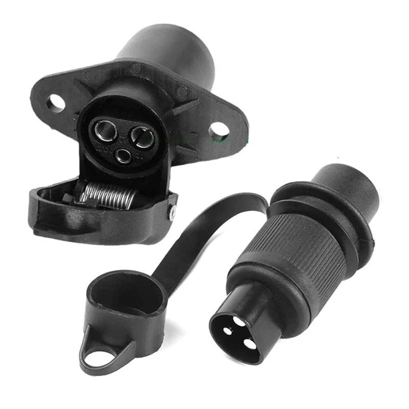 3-Pin Round Trailer Socket Connector for Electrical Vehicles, 12V