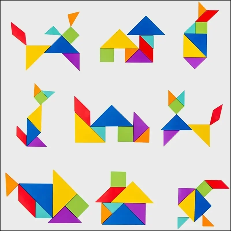 Magnetic 3D Puzzle Book Geometric Shapes Tangram Jigsaw Board Kids Montessori Games Wooden Toys For Kids For wooden puzzles magnetic puzzle toys wooden toys puzzle toys