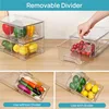 4 Pack Stackable Storage Drawers,Clear Acrylic Drawer Organizers with Handles, Easily Assemble for Fridge 5