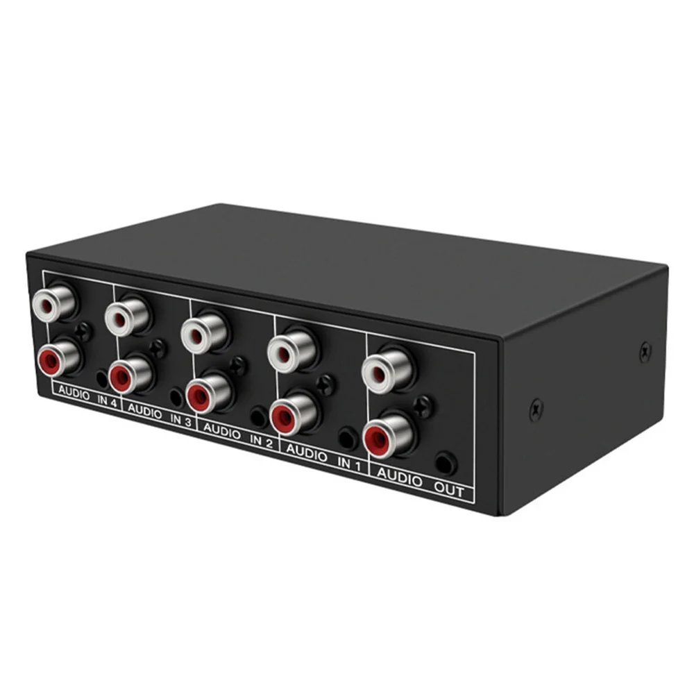 4 in 1 Stereo Audio Selector 4 Inputs 1 Output RCA AUX 3.5mm Passive Audio Switc