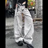 2024 Autumn High Street New Personalized Splicing Washed Straight Tube Loose Jeans for Men and Women Trendy Retro Casual Pants 4