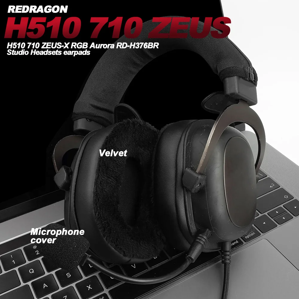 Earphone pads For REDRAGON H510 710 ZEUS-X RGB replacement Earpads headphones Earmuffs Soft cloth Memory Covers Sponge Protein