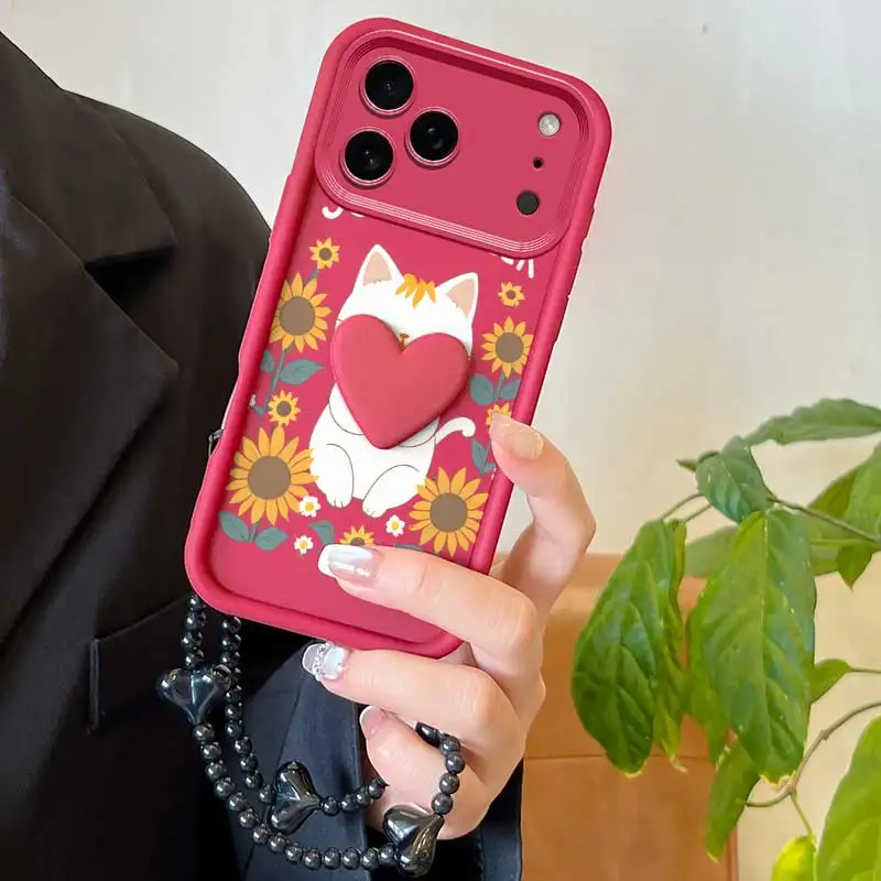 3-Piece Happy Cat Phone Case Set with Lanyard and Craft Embellishments