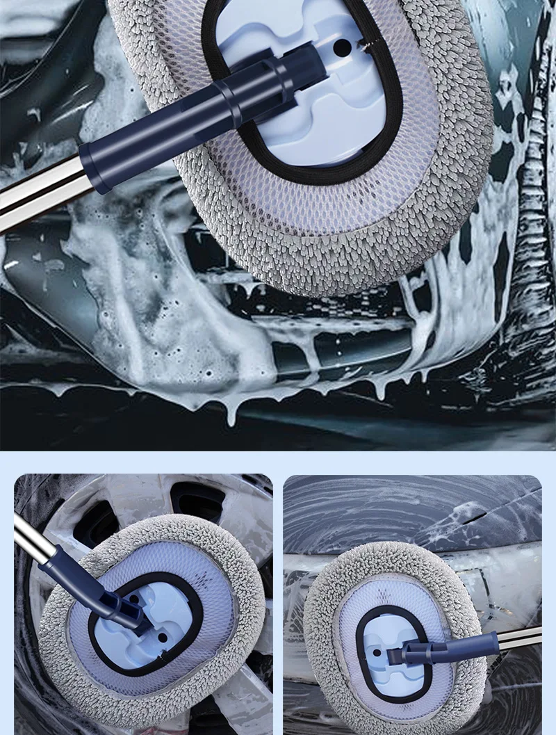 Gebogene Stange, spezielle Teleskop-Autowaschanlage, Mikrofaser-Spin-Mop, beschädigt nicht, Kit Wasborstel Chenille, Mikrofaser 15 ° Abgewinkelt lang – Detail 12