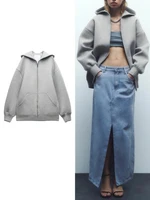ZABA Femmes Polyvalent à Capuchon Zip Manches Longues Veste Lâche Mode Surdimensionné Casual Top Sweatshirt Street Basic Sports Wear 1