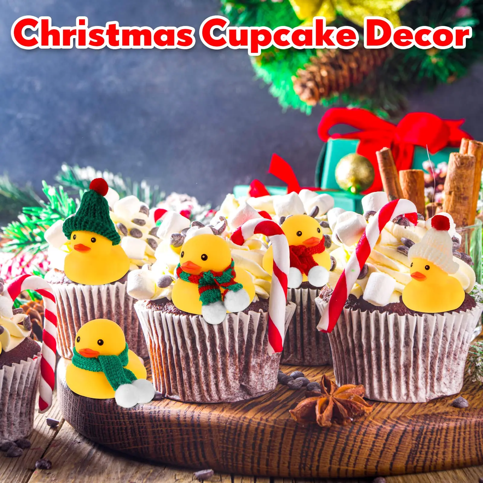 36/72 Christmas Rubber Ducks Includes Ducks with Classic Knitting Hats and Ducks with Stripe Scarves Mini Duck Cute Yellow Duck 6
