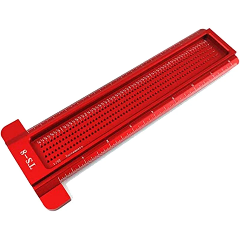 

Woodworking Scriber, Multifunction Woodworking Aluminum Alloy Measure Ruler For Carpenter Red