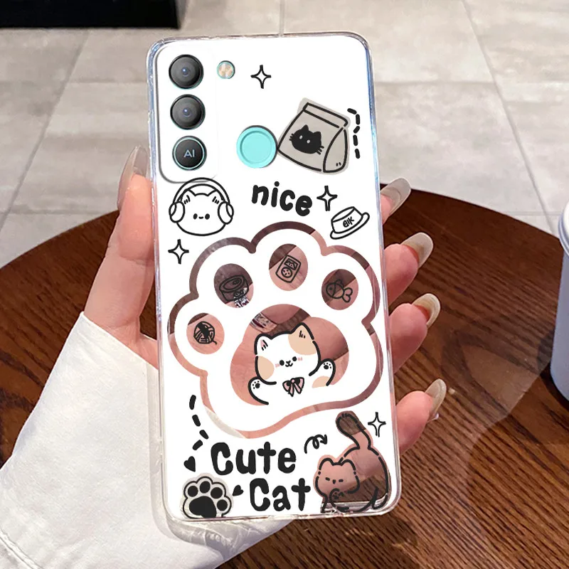 Aesthetic Cute Cat Cartoon Astronaut Transparent Silicone Phone Case