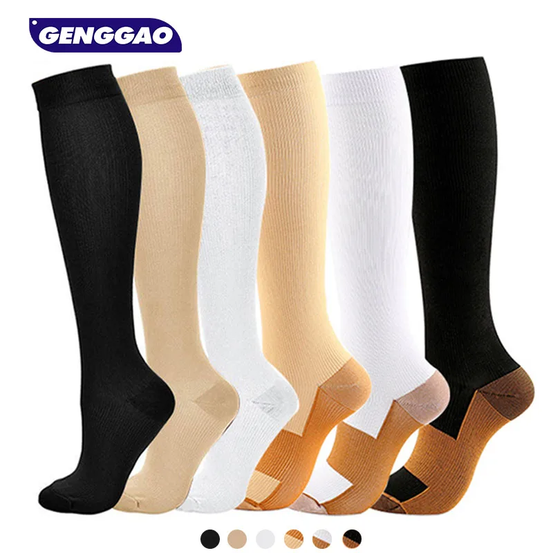 

1Pair Copper Compression Socks for Women & Men Circulation 15-20 mmHg - Best Support for Nurses, Running