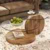 Glass Coffee Table,Modern Round Tempered Glass Coffee Tables for Living Room,3-Tier Circle Wood Coffee Table with Cocktail Table 5
