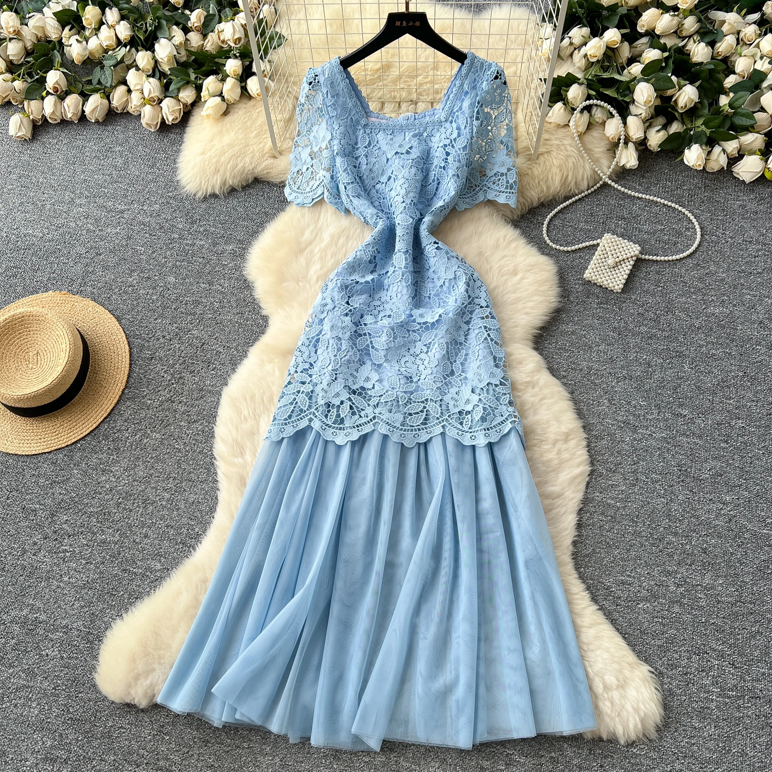 chinese dress ladies Lakelyn Lace-Up Floral Sequin Mesh Formal Dress main image 0