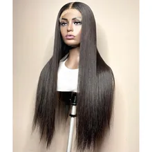 

180%Density 26Inch Natural Black Wig Long Silky Straight Glueless Lace Front Wig For Black Women With Baby Hair Heat Ressistant