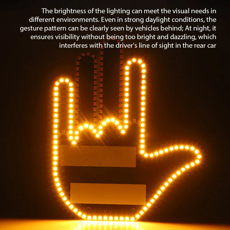 Funny Car Finger Gesture Light Car Multi-function Warning Tip Light Anti-Tailgating Light Interactive palm light Car Accessories