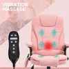 6 Point Vibrating Massage Office Chair with Heat,Velvet High Back Executive Office Chair with Reclining Backrest,Padded Armrests 4