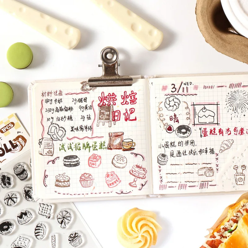 Yuezhen 문화 및 창의적 슬로우 로스팅 타임 투명 플래너 스탬프 어린이 스탬프 실리콘 스탬프 DIY 플래너 스탬프 Gif