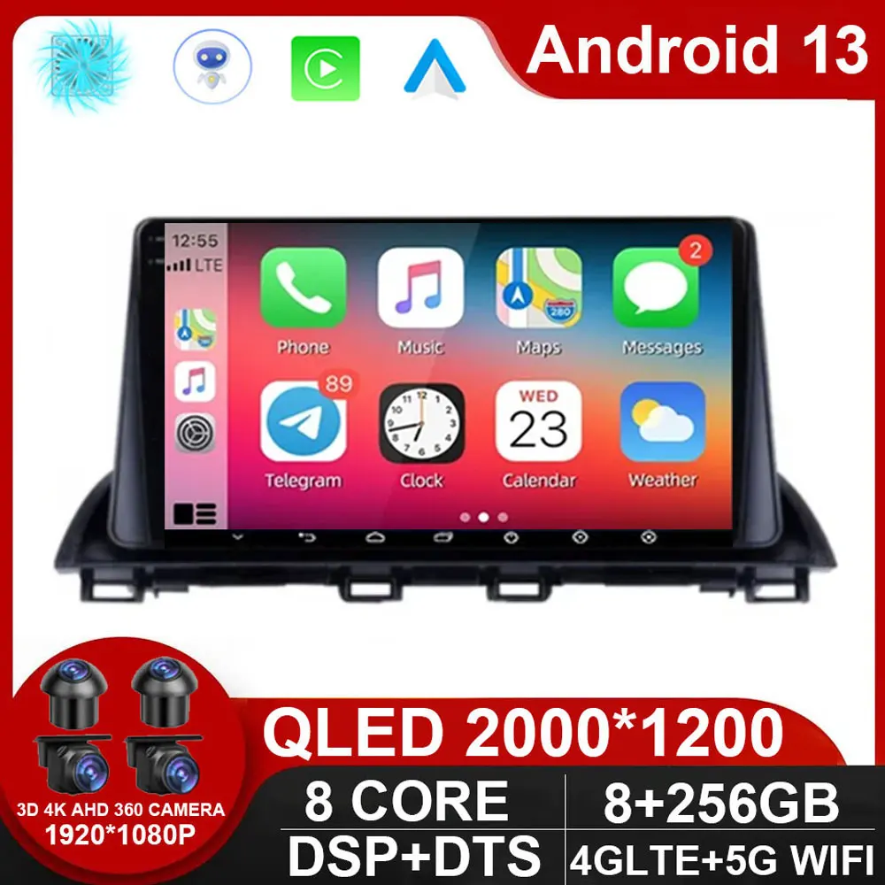 

Android 13 Car Radio For Mazda 3 Axela 2014 - 2019 Multimedia Radio Player GPS Navigation Video Stereo Audio Head Unit 2DIN DVD