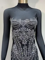 Women Sexy Sparkling Rhinestone Stretch Jumpsuit Nightclub Evening Party Wear Drag Queen Singer Dancer Stage Performance Costume - Image 5