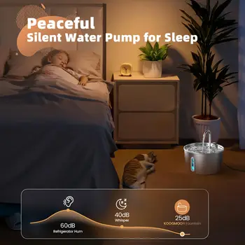 ⁦2.2L Stainless Steel Pet Water Fountain⁩ - الصورة ⁦4⁩