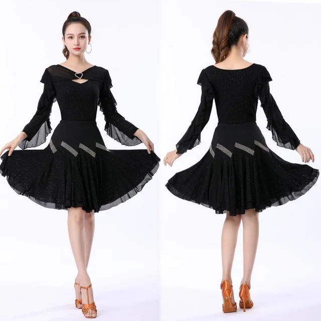 Ruffle Dance Sport Kostuum Latin Tops Rokken Oefenen Vrouwen