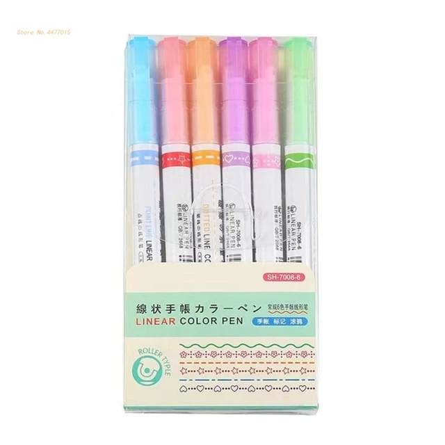 Curve Line Color Highlighter Pen Color Markers Pens Journal Supplies Fine  Point Pens Journaling Pen with Roller Pen for Scrapbooks Journaling Note  Taking Calendar Office Supplies (6 Pieces)