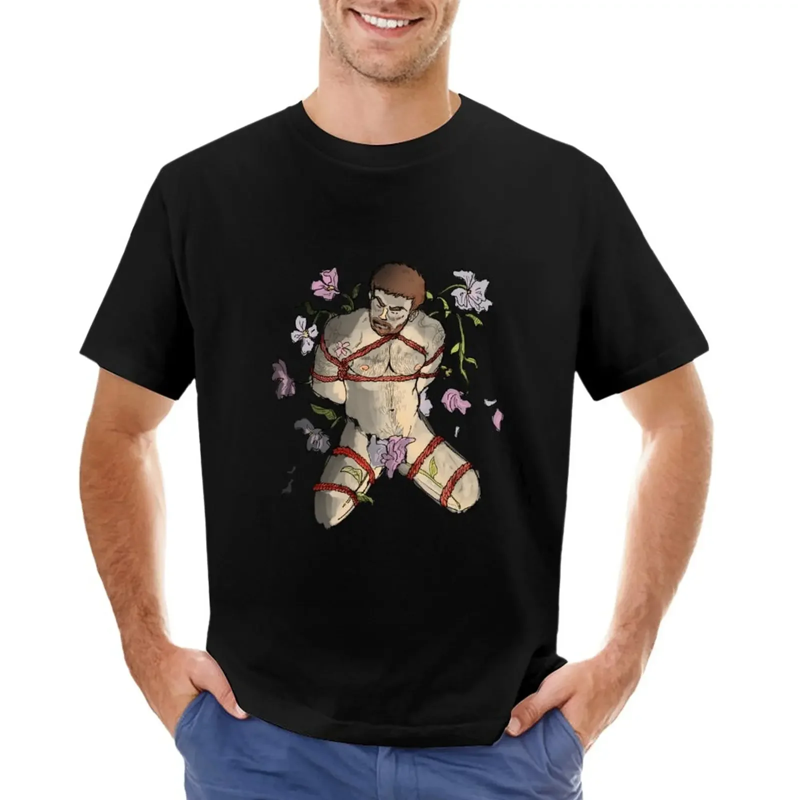 

Bondage Shibari Gay LGBT Flowers Artwork T-Shirt new edition anime clothes mens graphic t-shirts