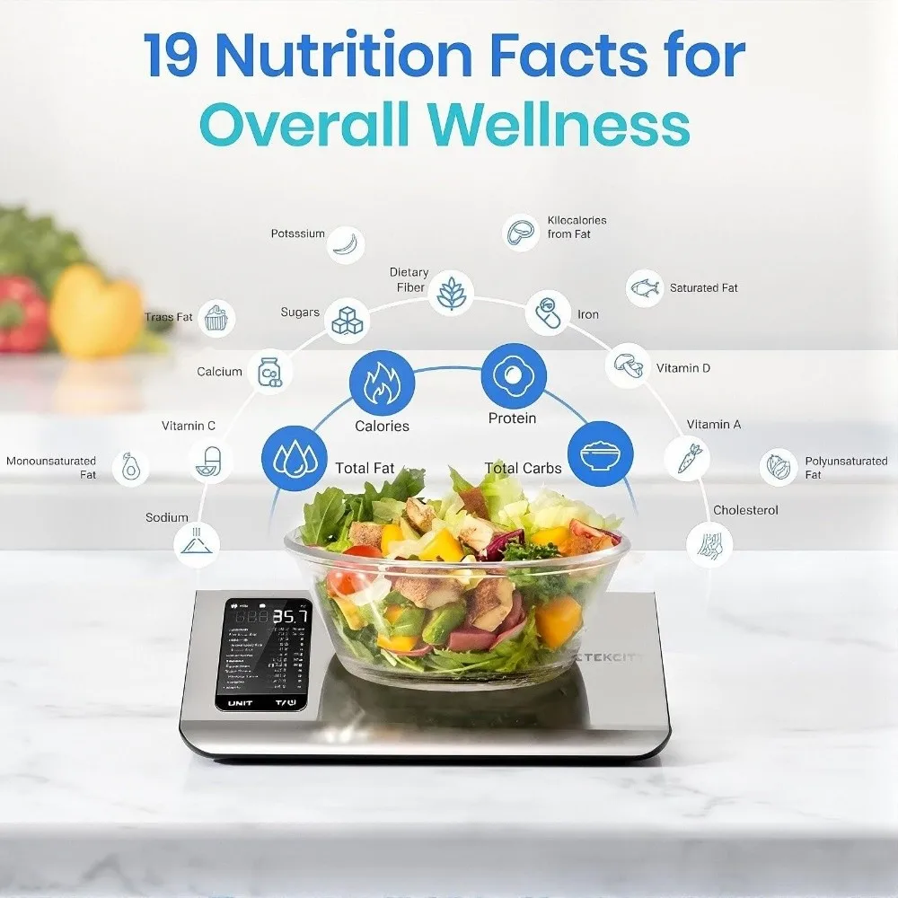 Stainless Steel Smart Nutrition Food Free App With 19 Nutrients Tracking Calculator Nutritional Tracker Scale_voghion.com