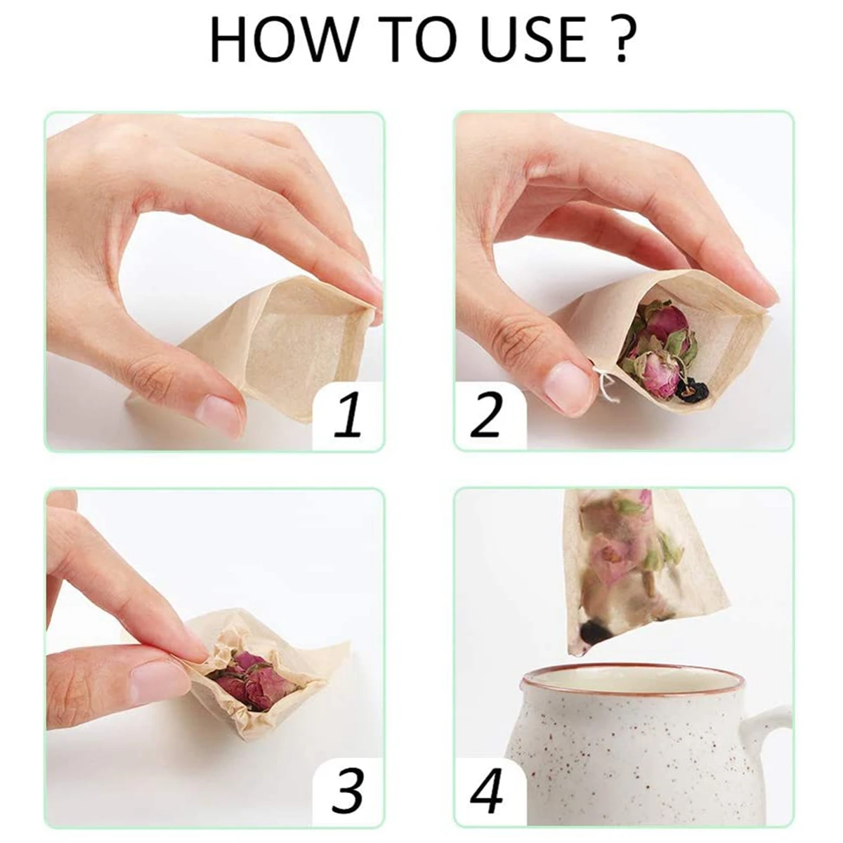 Eco-Friendly Biodegradable Paper Teabags - 100 Count