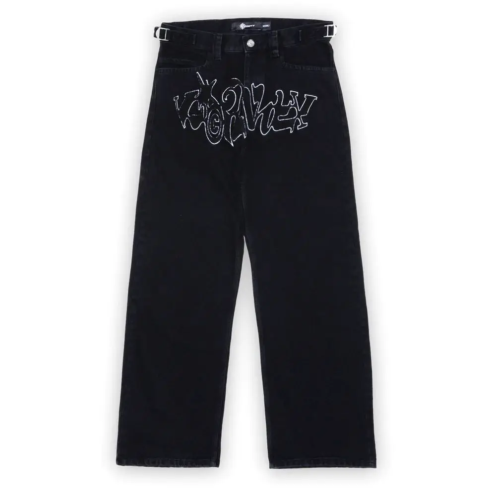 ★2022SS新作★JEEP★M-Logo Classic Pants 2023 New Man Black Baggy Jeans Fashion Street Hip Hop Letter