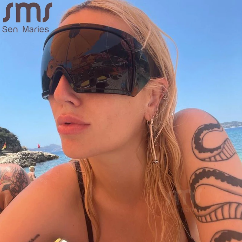 Oversized Punk One-piece Sunglasses Goggle New Women Men Luxury Brand ...