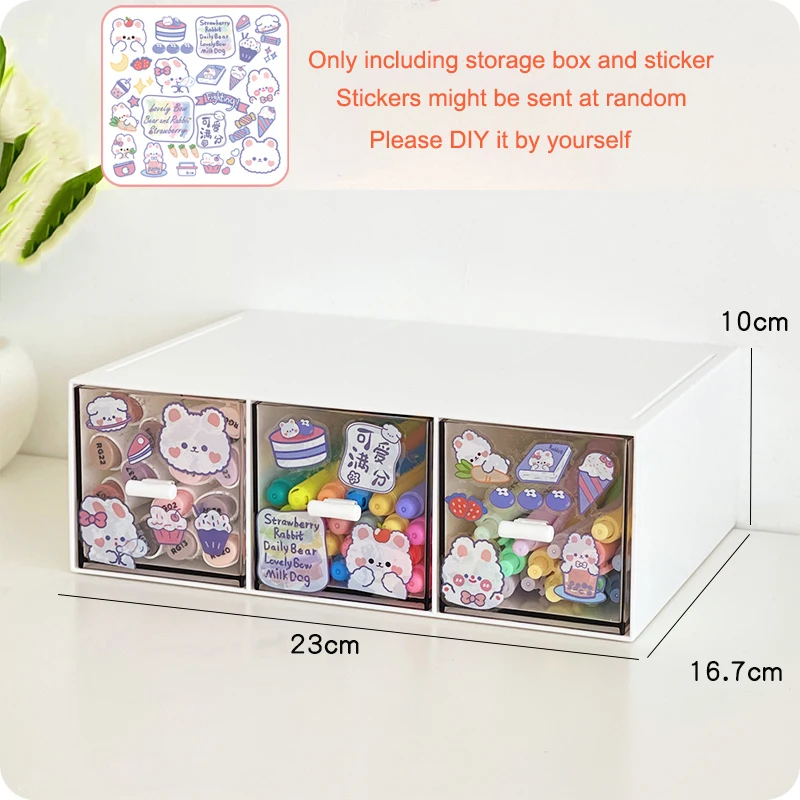 Kawaii Washi Tape Storage Box Cute Drawer Color Pastel Desk