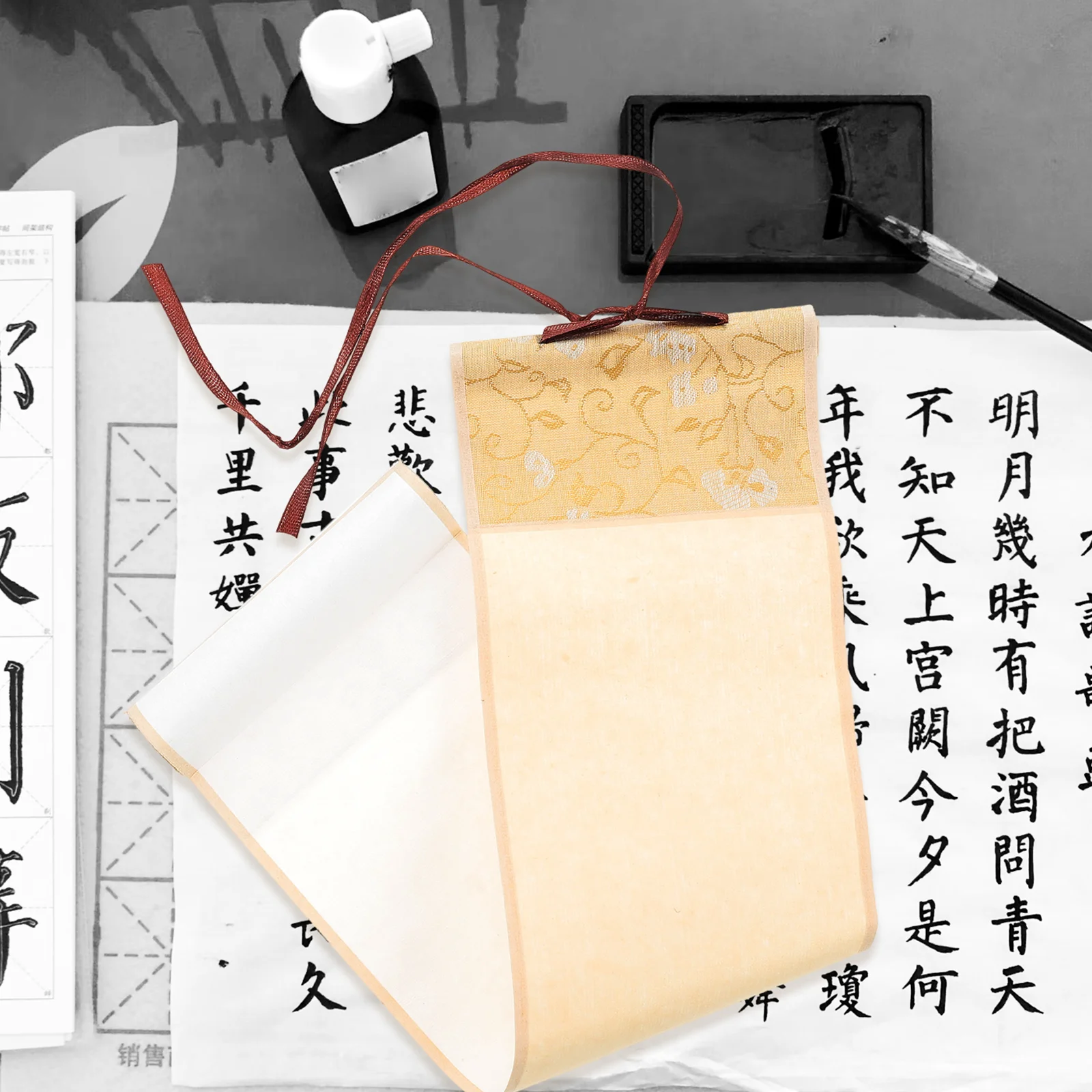 쌀 종이 스크롤 장식, 빈 서예 벽, 사무실용 빈티지 중국 회화