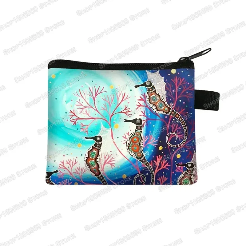 Cute Sea Animal Coin Purse: Turtle, Whale, Seahorse, Dolphin, Octopus Wallet
