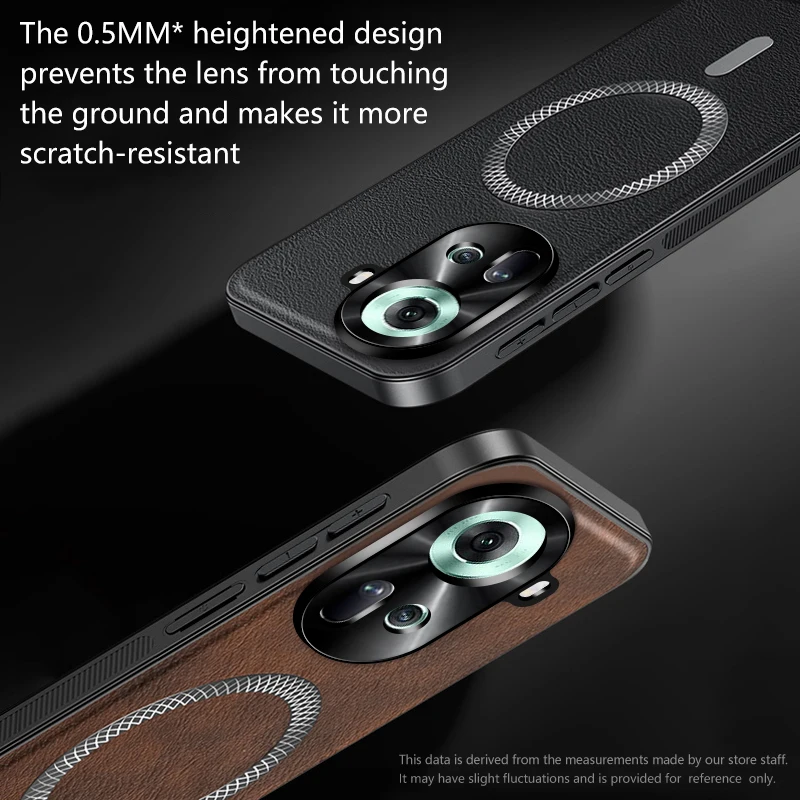 Luxury High-End Leather Case with Magnetic Metal Ring, Anti-Drop, and Anti-Fingerprint Protection