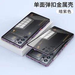 Aluminium Alloy Metal Frame Bumper with Matte Acrylic Back and Camera Lens Protector for RedMagic 9 Pro plus (Purple)
